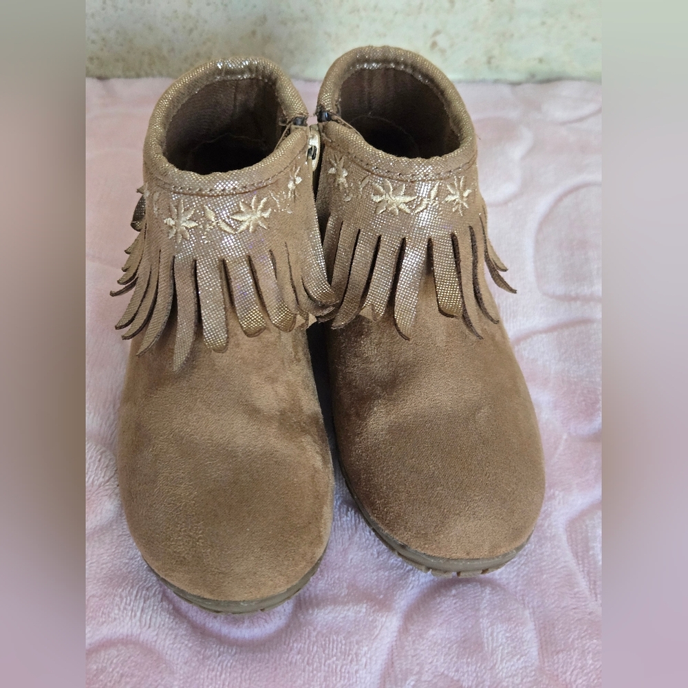 Brown Suede Fringe Ankle Boots Kids Size 7